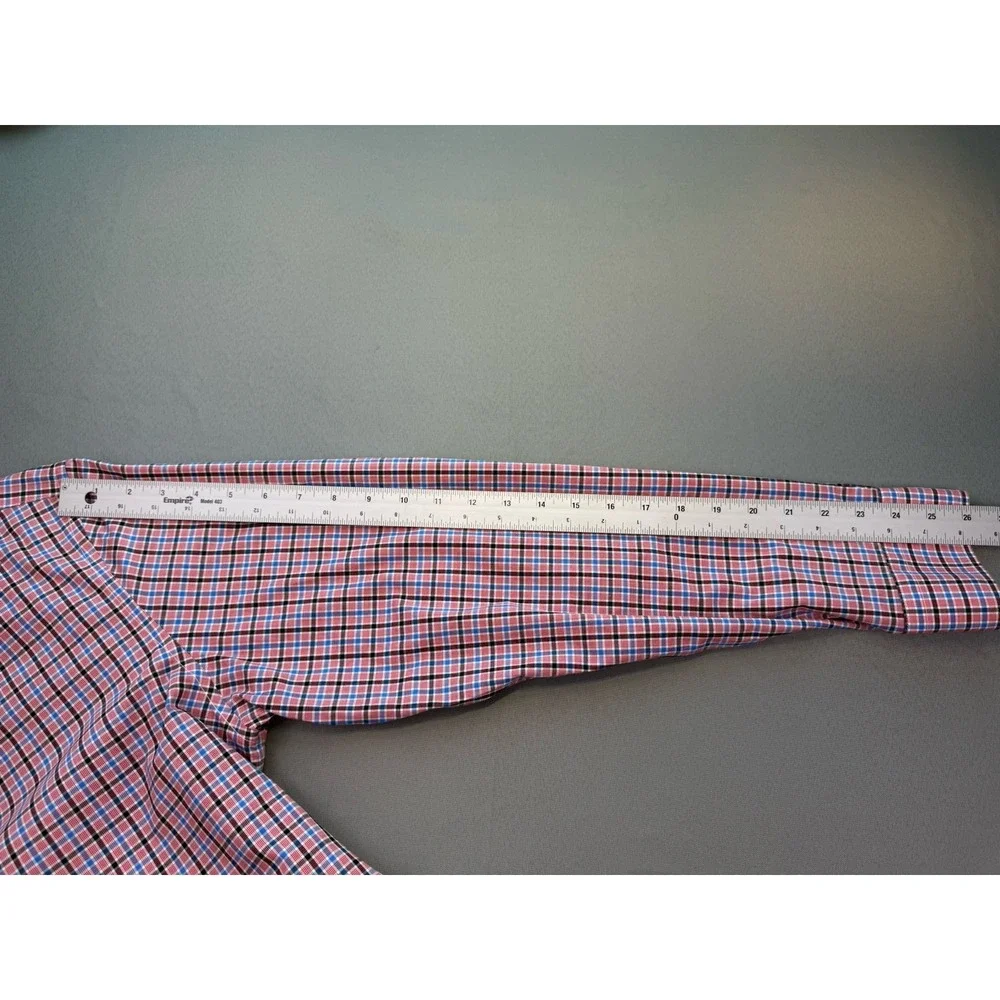 Banana Republic Button Up Shirt Tailored Grant Fit Red Blue Black Non-Iron Large